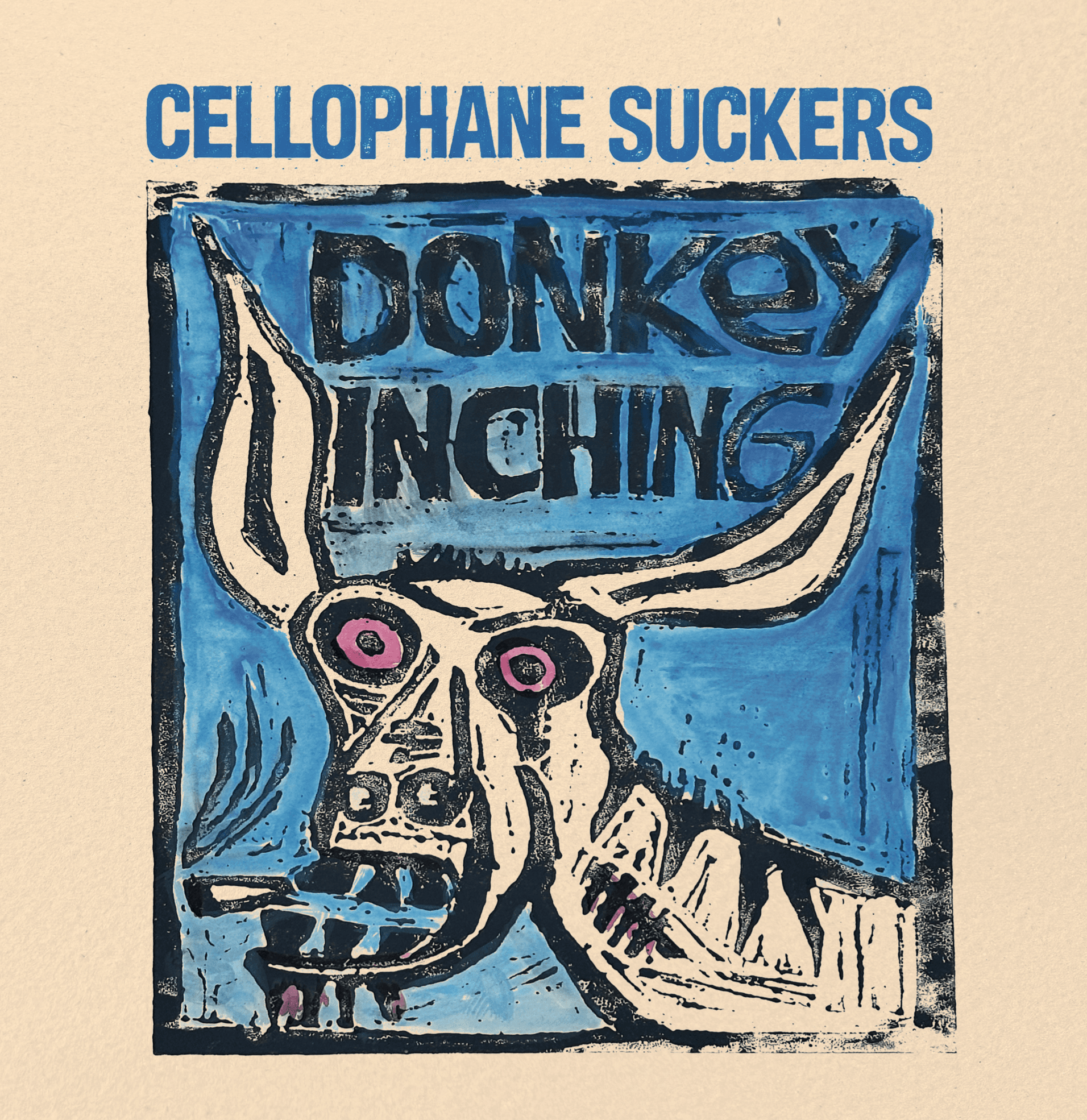 Donkey Inching linocut